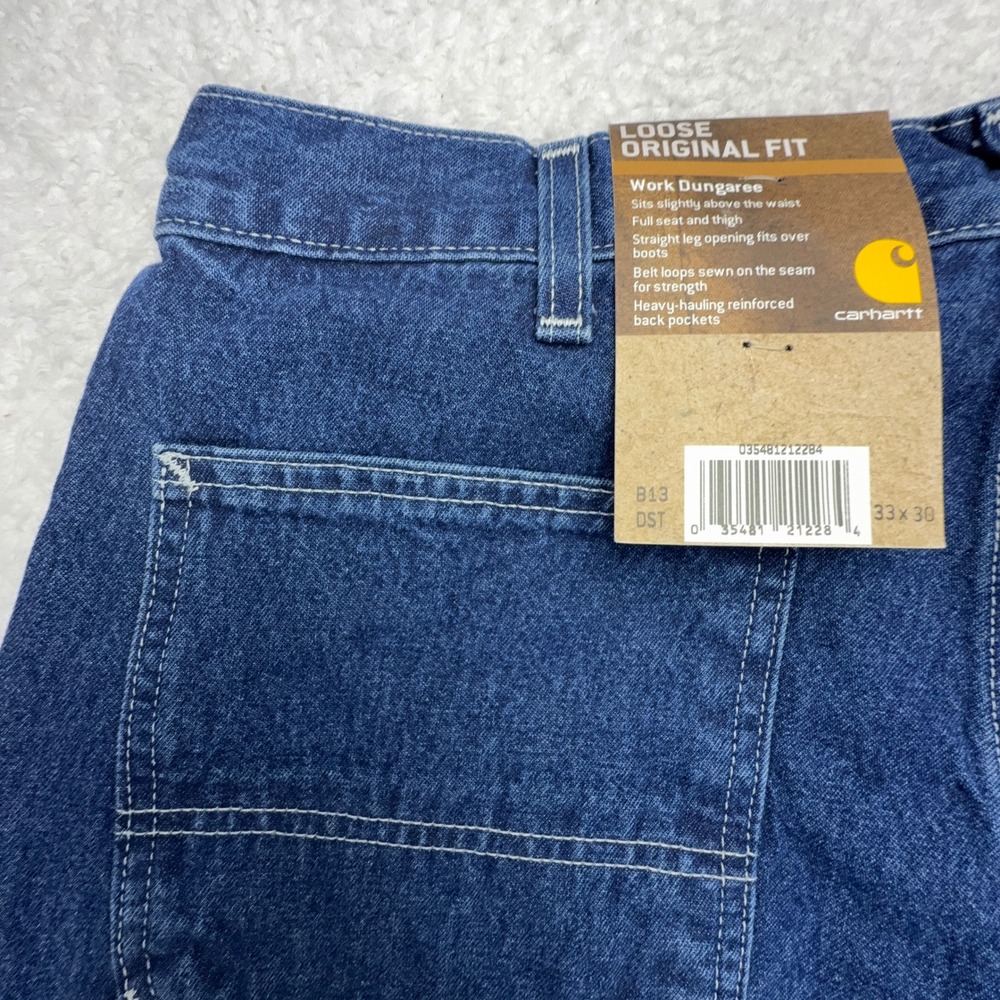 Carhartt Work Dungaree Denim Jeans Mens 33x30 B13 DST Darkstone NWT NOS